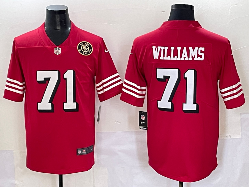 Men San Francisco 49ers #71 Williams red 2025 Nike Limited NFL Jersey 